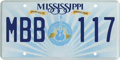MS license plate MBB117