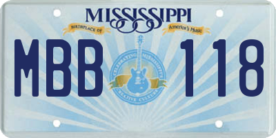 MS license plate MBB118