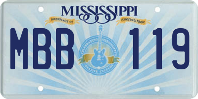 MS license plate MBB119