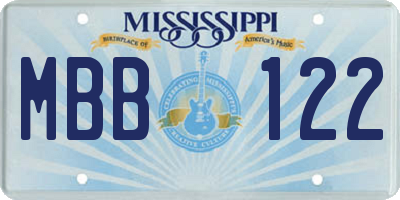 MS license plate MBB122