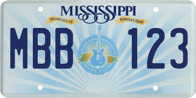 MS license plate MBB123