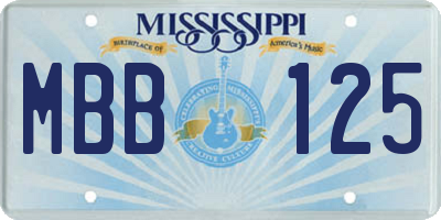 MS license plate MBB125