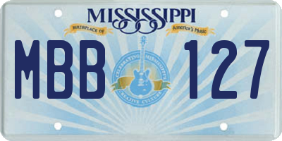 MS license plate MBB127