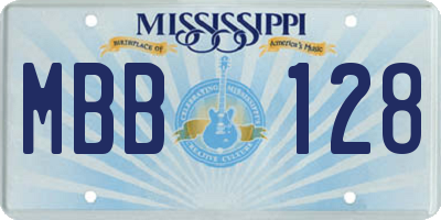 MS license plate MBB128