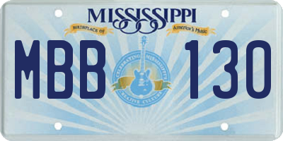 MS license plate MBB130