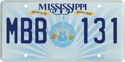 MS license plate MBB131