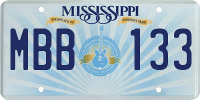MS license plate MBB133