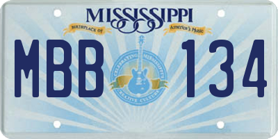 MS license plate MBB134