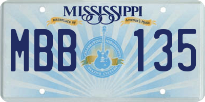 MS license plate MBB135