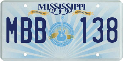MS license plate MBB138
