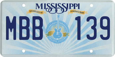 MS license plate MBB139