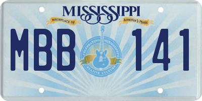 MS license plate MBB141