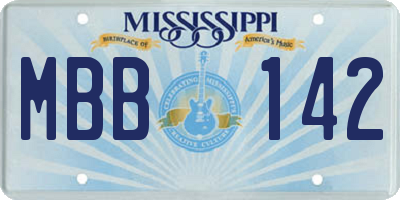 MS license plate MBB142