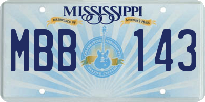 MS license plate MBB143