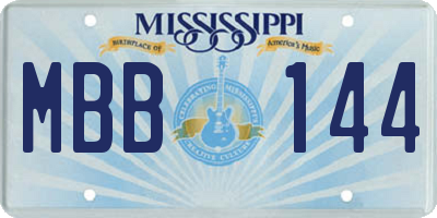 MS license plate MBB144