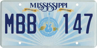 MS license plate MBB147