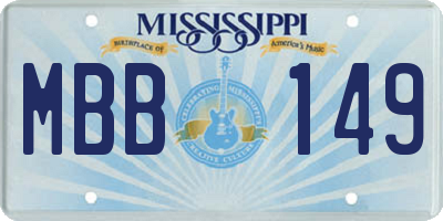 MS license plate MBB149