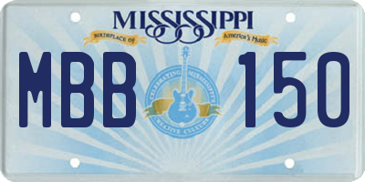 MS license plate MBB150