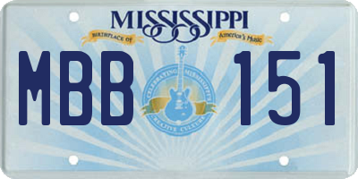 MS license plate MBB151