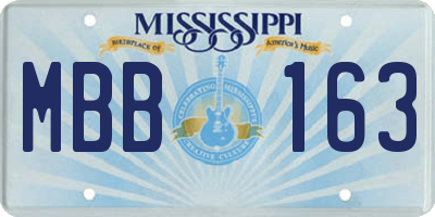 MS license plate MBB163