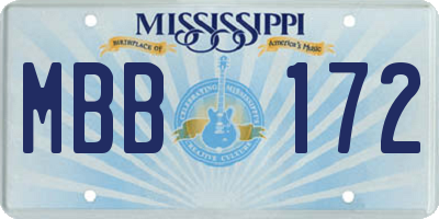 MS license plate MBB172
