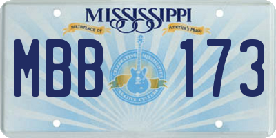 MS license plate MBB173