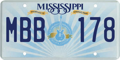MS license plate MBB178
