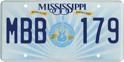 MS license plate MBB179
