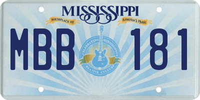 MS license plate MBB181