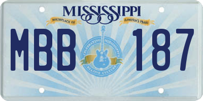 MS license plate MBB187