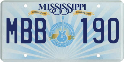 MS license plate MBB190