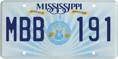 MS license plate MBB191