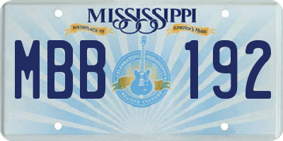 MS license plate MBB192