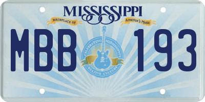 MS license plate MBB193