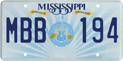 MS license plate MBB194