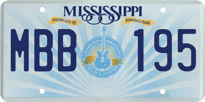 MS license plate MBB195