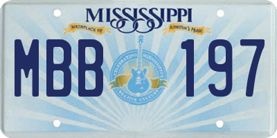 MS license plate MBB197