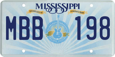 MS license plate MBB198