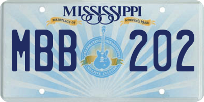 MS license plate MBB202