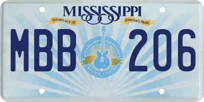 MS license plate MBB206