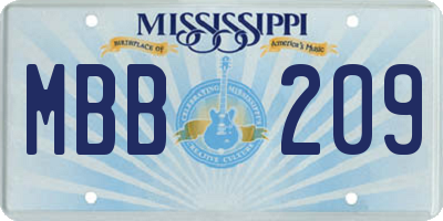 MS license plate MBB209