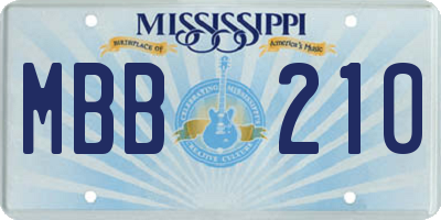 MS license plate MBB210