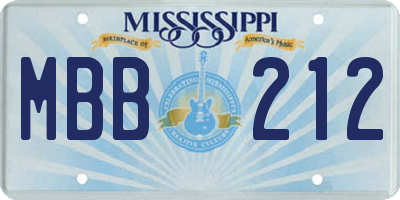 MS license plate MBB212