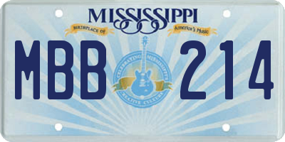 MS license plate MBB214