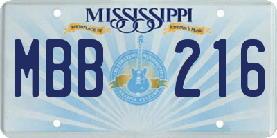 MS license plate MBB216