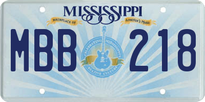MS license plate MBB218