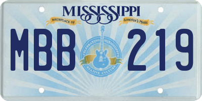 MS license plate MBB219