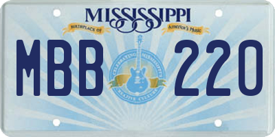 MS license plate MBB220