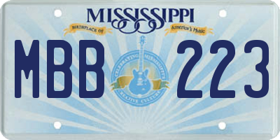 MS license plate MBB223
