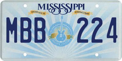 MS license plate MBB224
